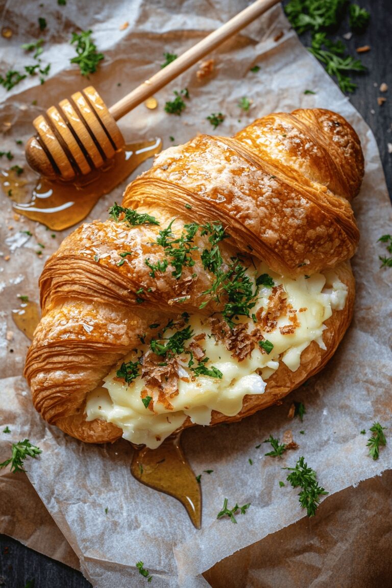 Heavenly Garlic Baked Croissants with Turkey & Havarti Recipe