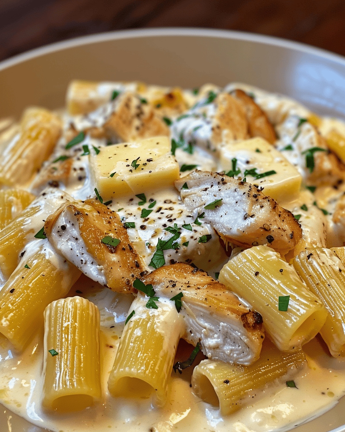 Silky Garlic Butter Chicken Rigatoni Recipe