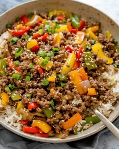 Vibrant Beef and Colorful Pepper Stir-Fry Bowl Recipe