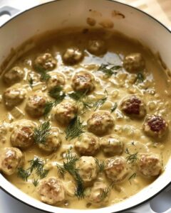 Silky Mustard Dill Sauce with Meatballs Recipe