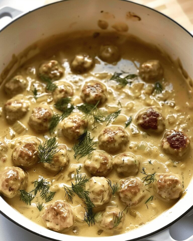 Silky Mustard Dill Sauce with Meatballs Recipe