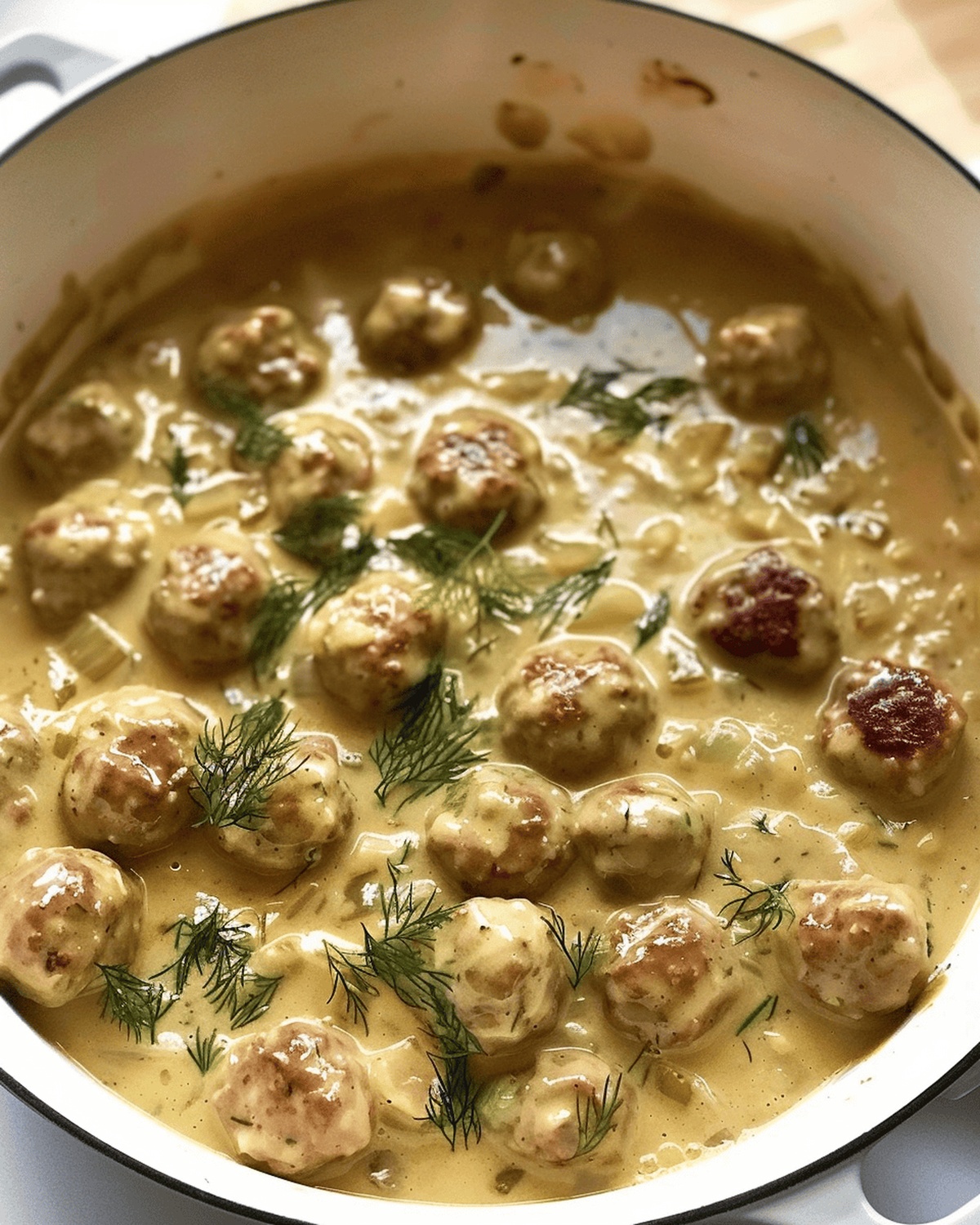Silky Mustard Dill Sauce with Meatballs Recipe
