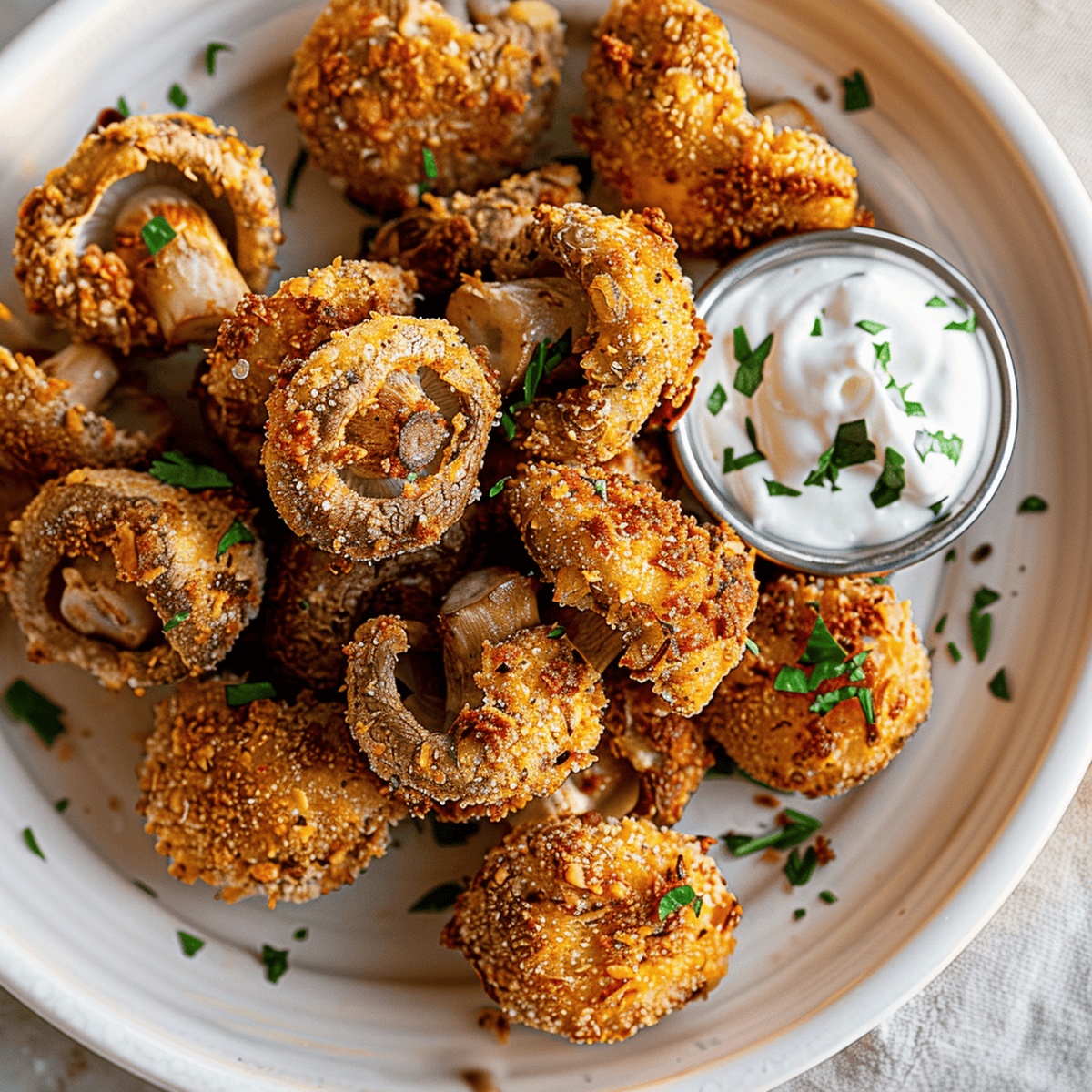 Crumbed Air Fried Mushrooms Recipe