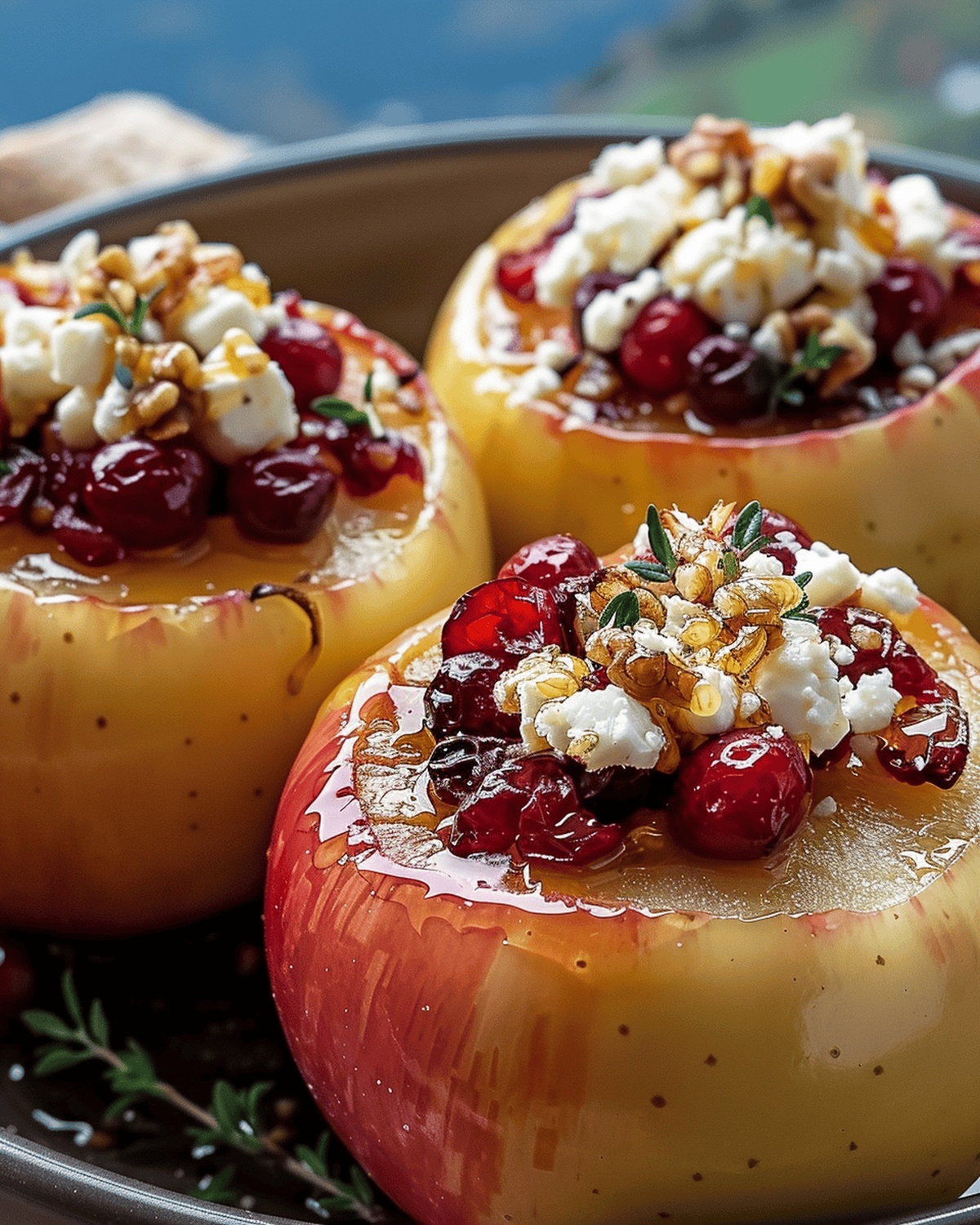 Rustic Baked Apples with Feta and Cranberries Recipe