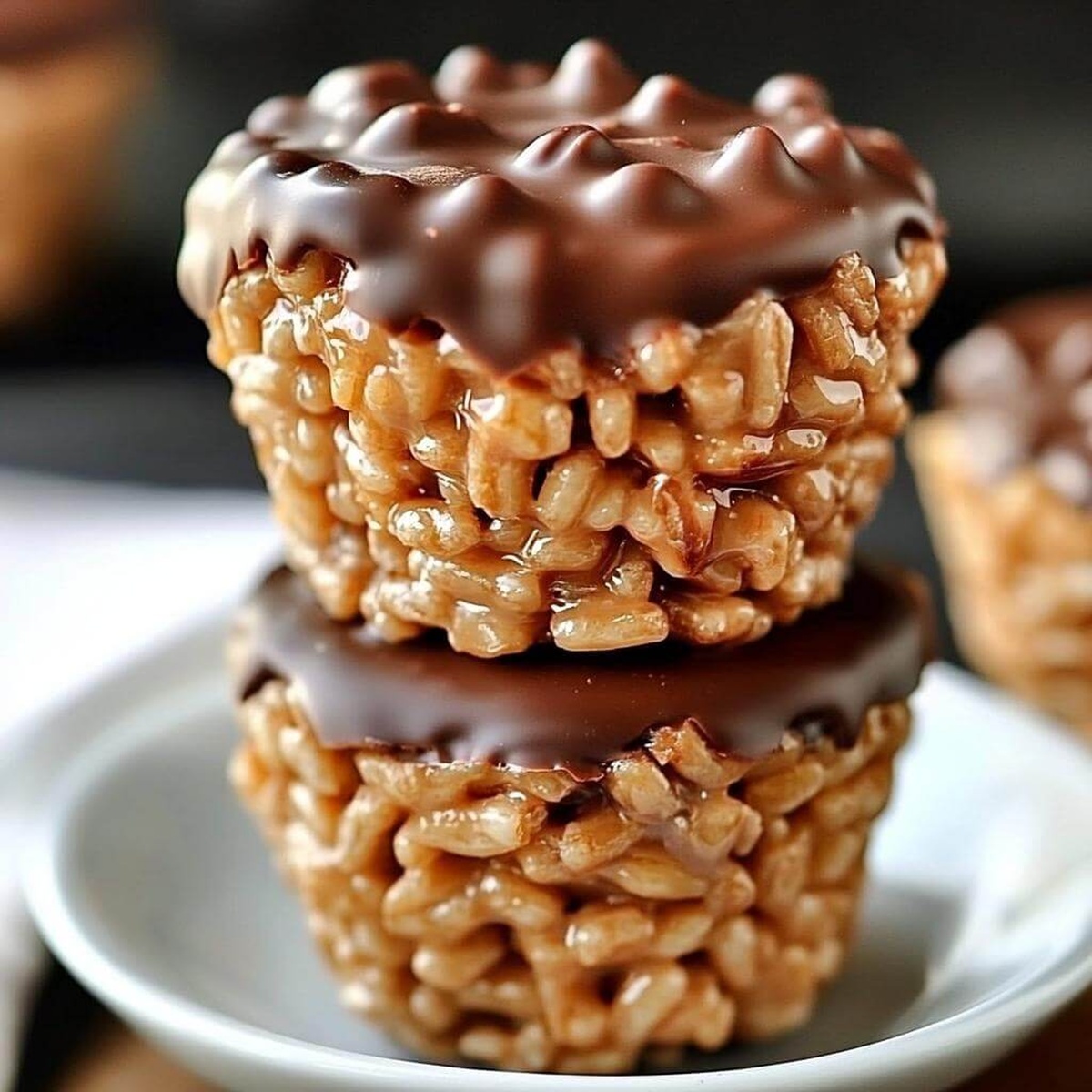 Gooey Chocolate Peanut Butter Rice Krispie Cups Recipe
