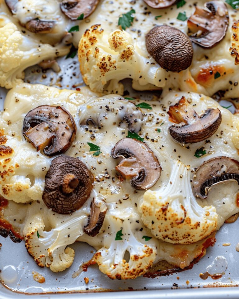 Cheesy Cauliflower Mushroom Steaks Recipe