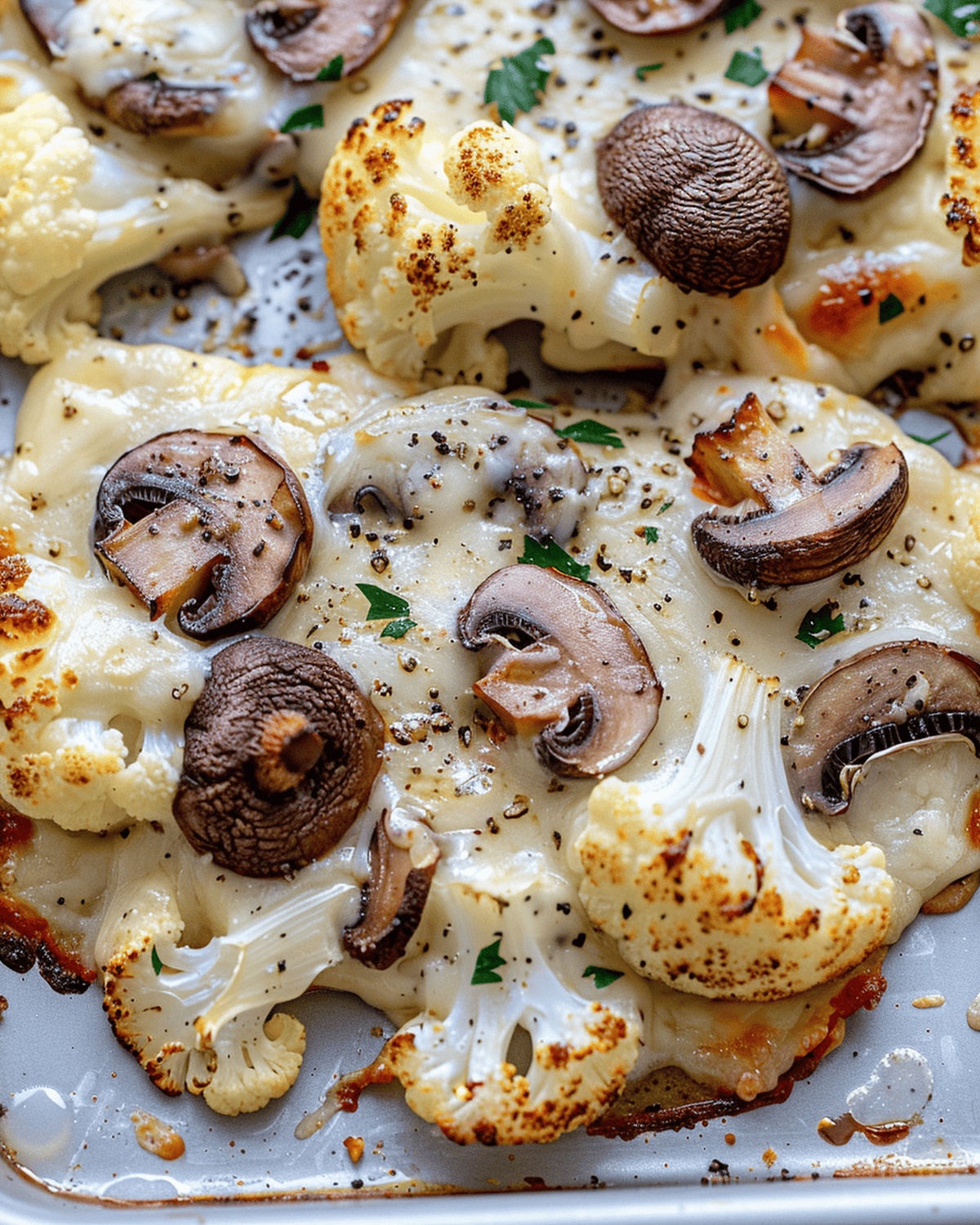 Cheesy Cauliflower Mushroom Steaks Recipe