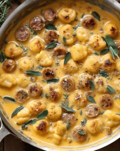 Creamy Butternut Squash Gnocchi with Sausage, Thyme, and Sage Recipe
