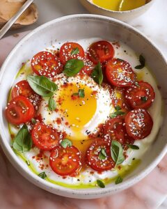 Tahini Yogurt Bowl with Caramelized Tomatoes and Soft-Boiled Egg Recipe