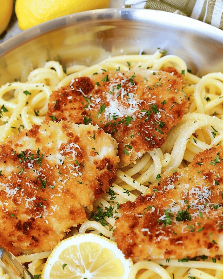 Romano Chicken with Lemon Garlic Pasta Recipe