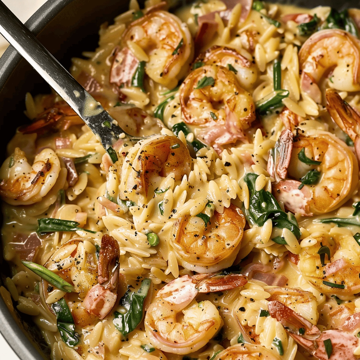 Tuscan Shrimp and Orzo Skillet Recipe
