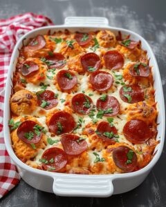 Creamy Bubble Up Biscuit Pizza Casserole Recipe