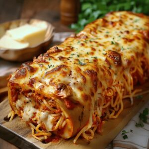 Spaghetti-Stuffed Garlic Bread Recipe