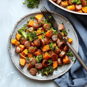 Sheet Pan Sausage and Sweet Potatoes Recipe