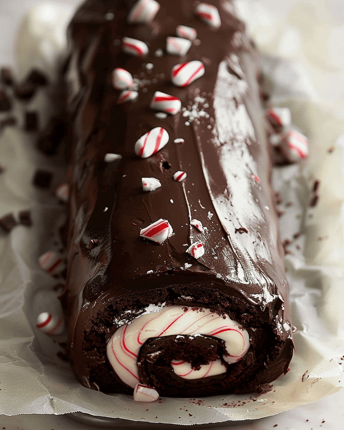 Silky Peppermint Chocolate Dream Roll Cake Recipe