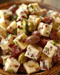 Savory Cheese Delight with Salami & Olives Recipe