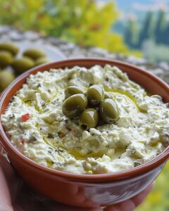 Velvety Green Olive and Feta Cheese Spread Recipe