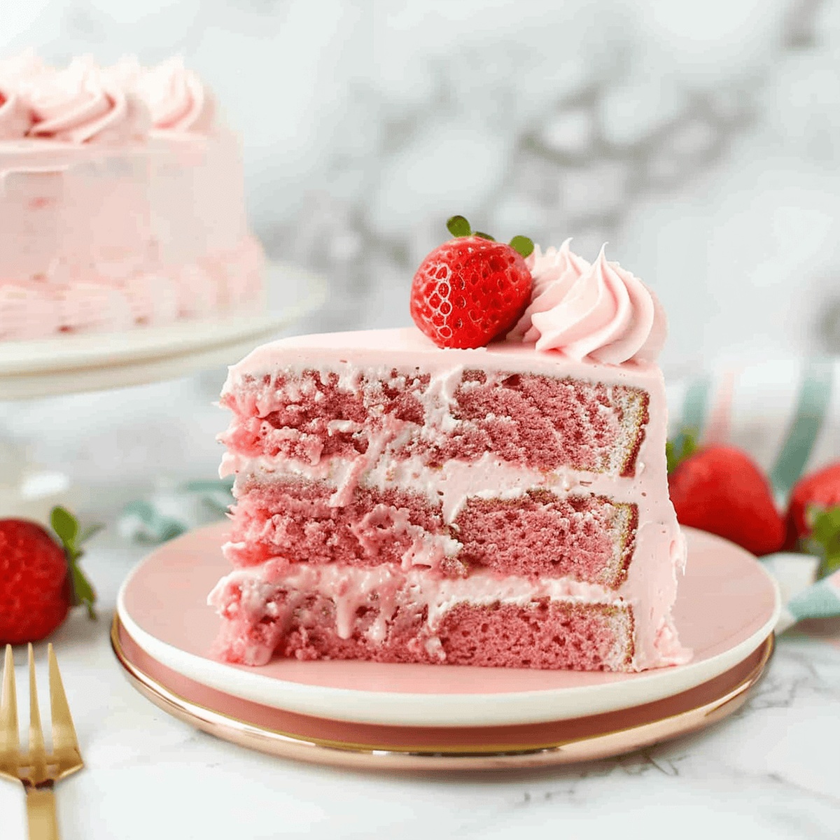Strawberry Cake with Strawberry Frosting Recipe
