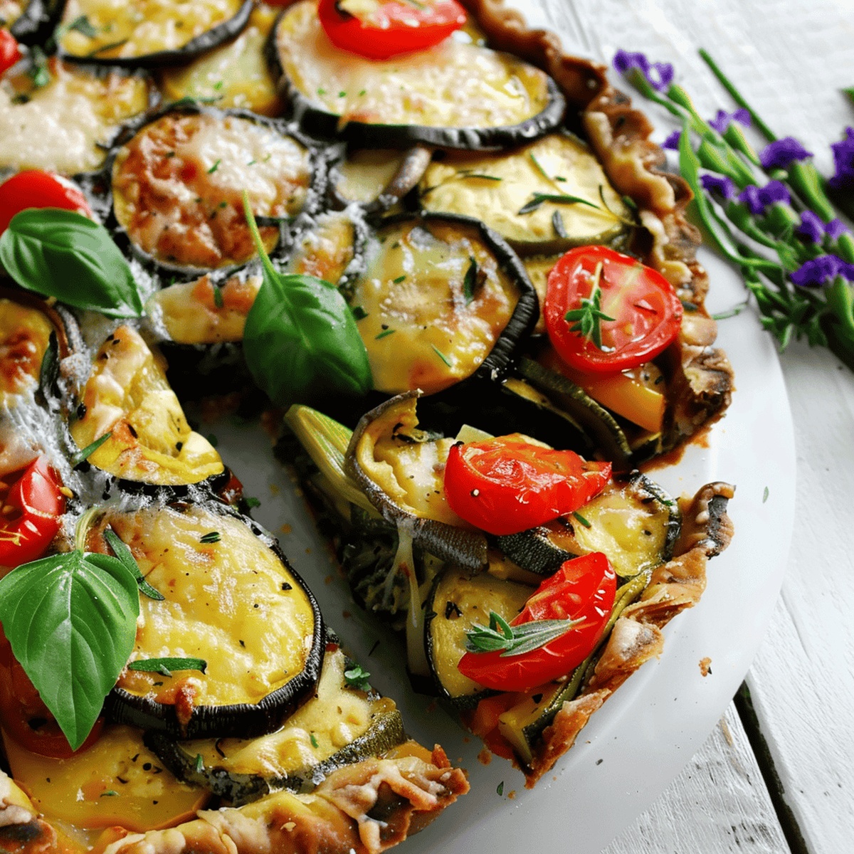 Roasted Vegetable Tart with Eggplant Crust Recipe