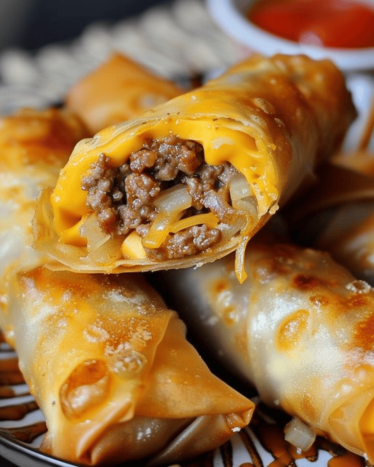 Crunchy Cheeseburger Spring Rolls Recipe