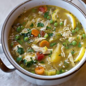 Springtime Lemony Chicken and Veggie Soup Recipe