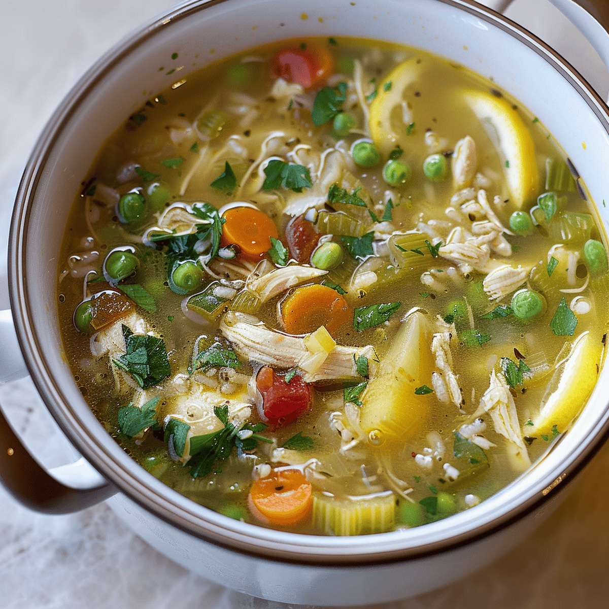 Springtime Lemony Chicken and Veggie Soup Recipe