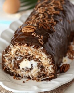 Decadent Chocolate Coconut Pecan Cake Roll Recipe