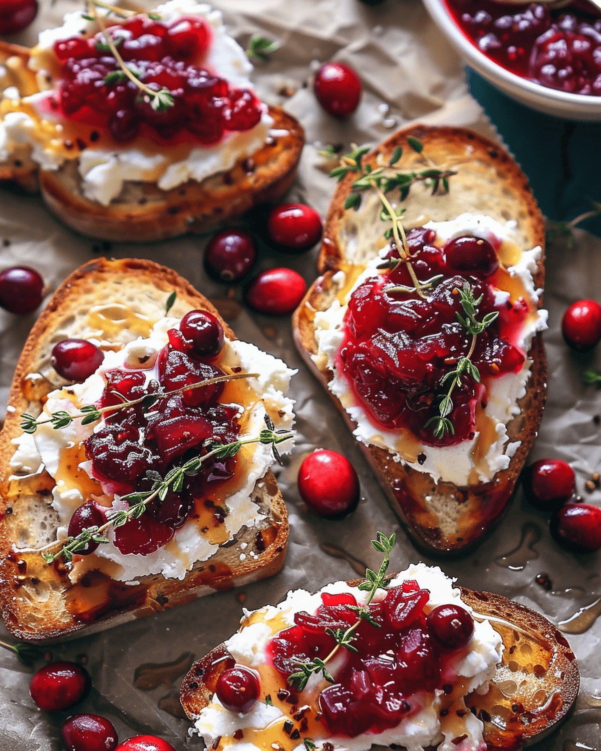 Honey Whipped Feta and Cranberry Delight Crostini Recipe