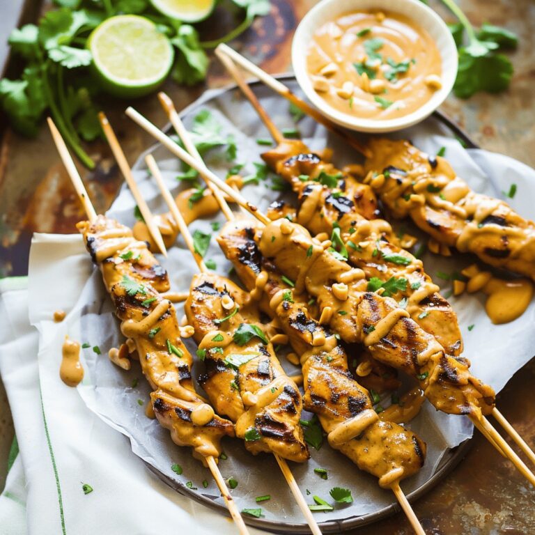 Grilled Chicken Satay with Peanut Sauce Recipe