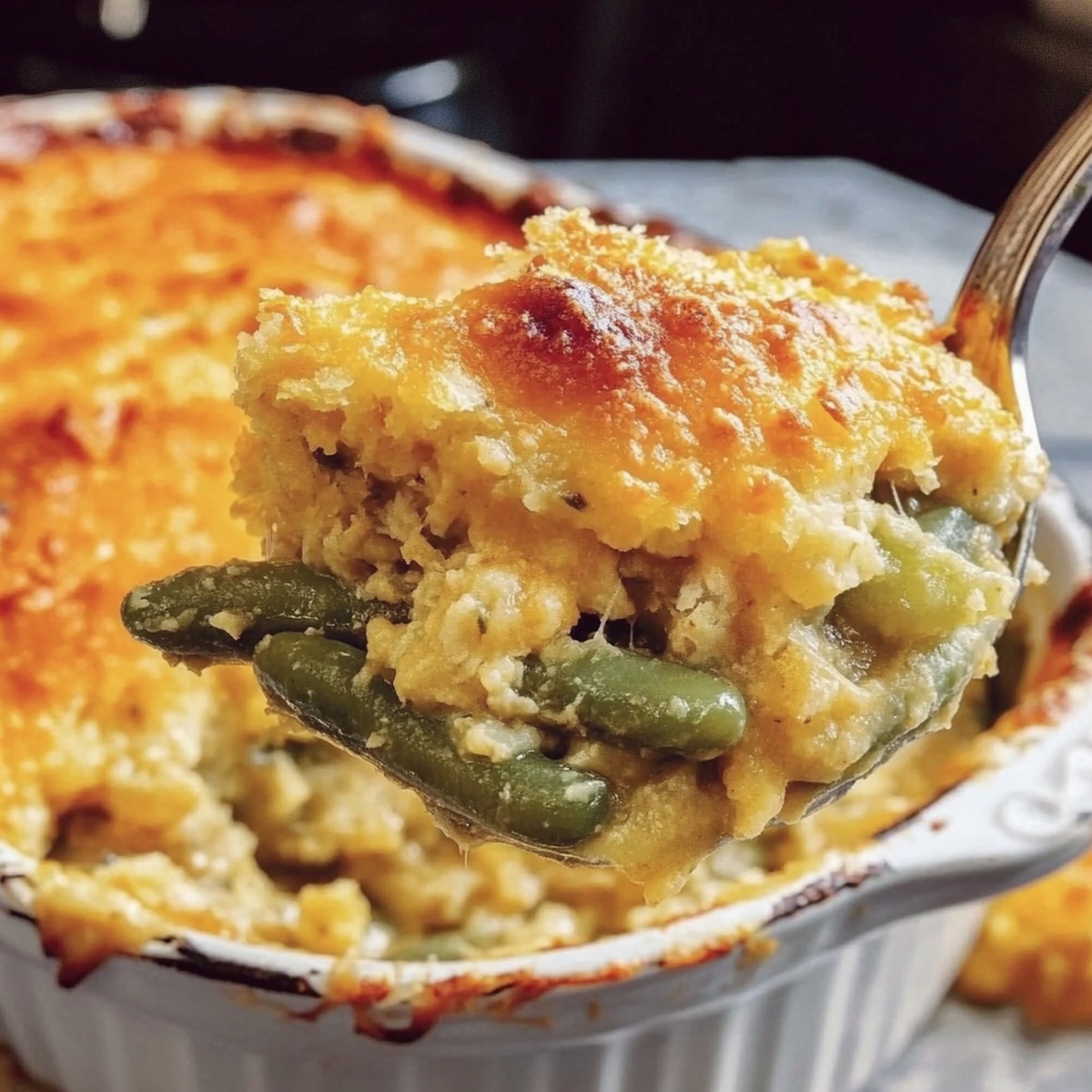 Cheesy Cheddar Bay Green Bean Casserole Recipe