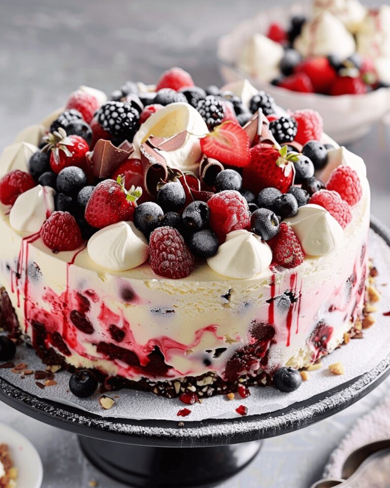 Festive Berry Swirl Ice Cream Cake Recipe
