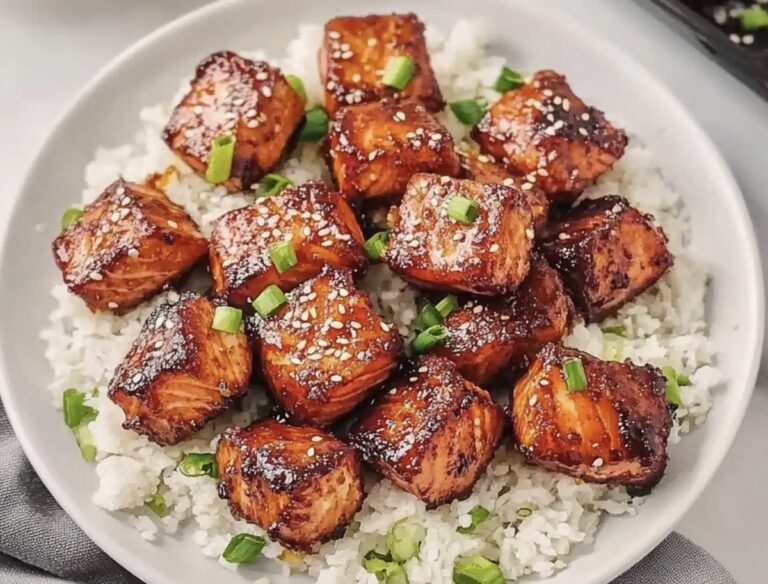 Succulent Honey Garlic Salmon Bites Recipe