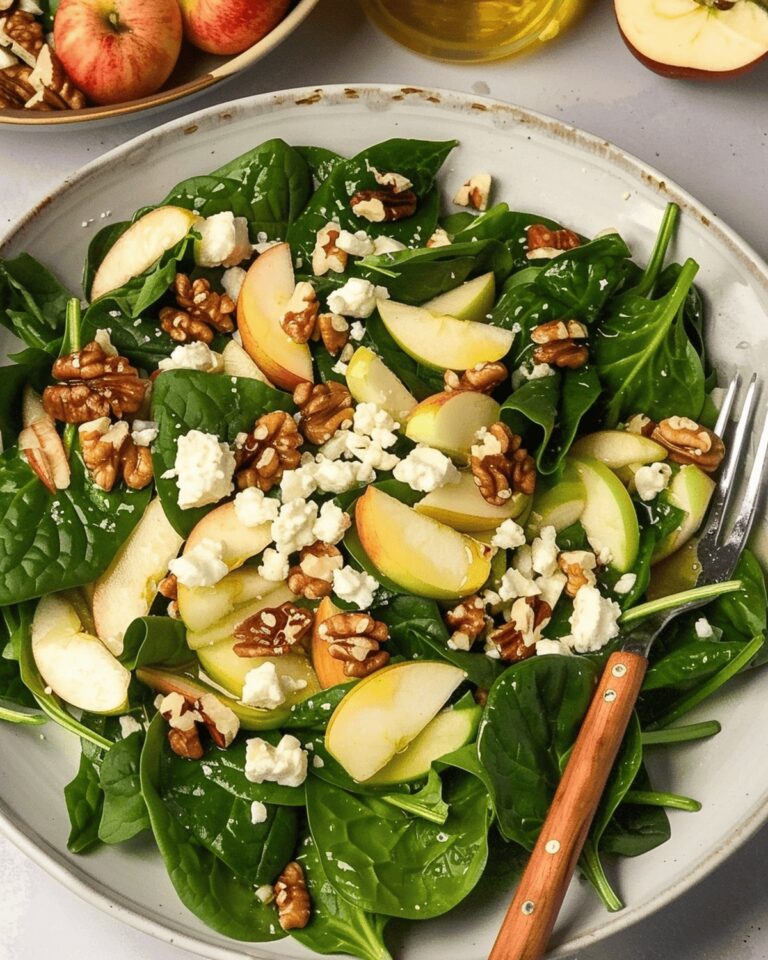 Easy Spinach Salad with Apples, Walnuts, and Feta Recipe