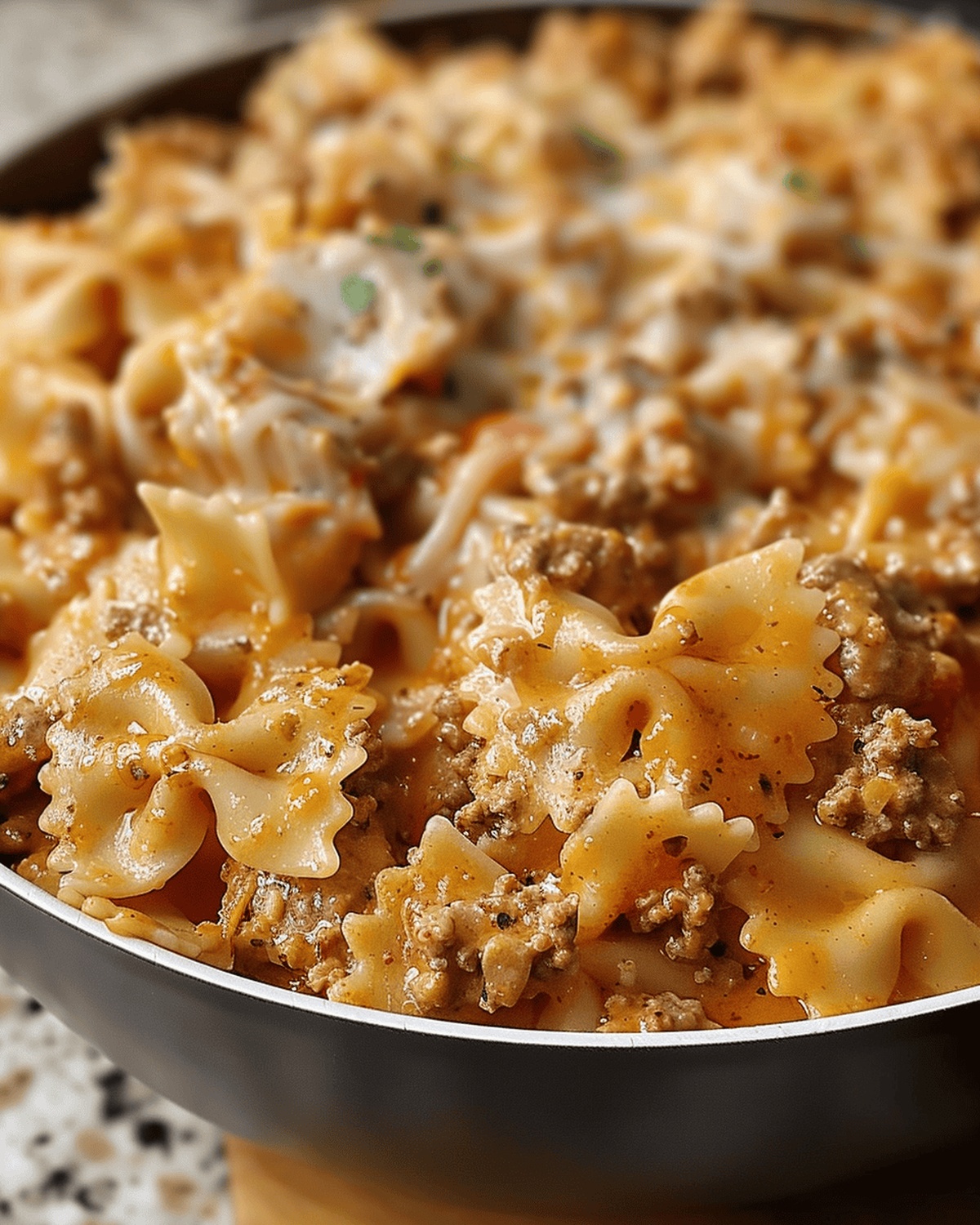 Hearty Cheesy Beef Bowtie Recipe