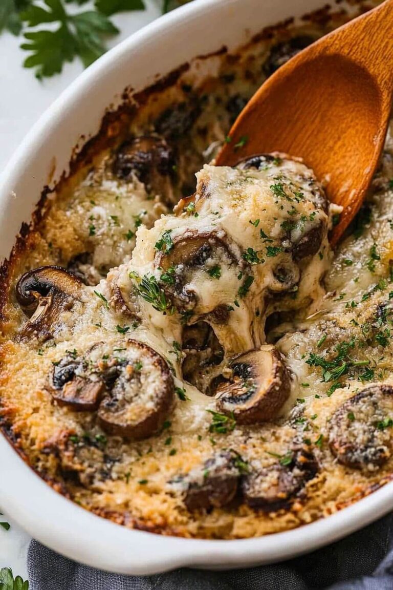Cheesy Baked Mushroom Casserole Recipe