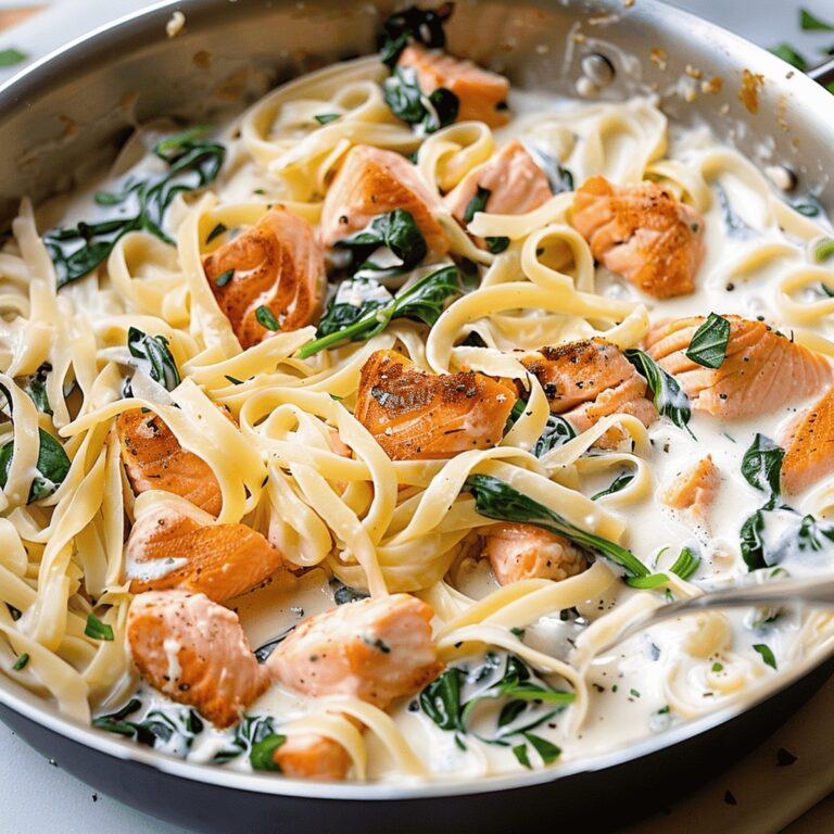 Creamy Salmon Pasta with Mixed Greens Recipe