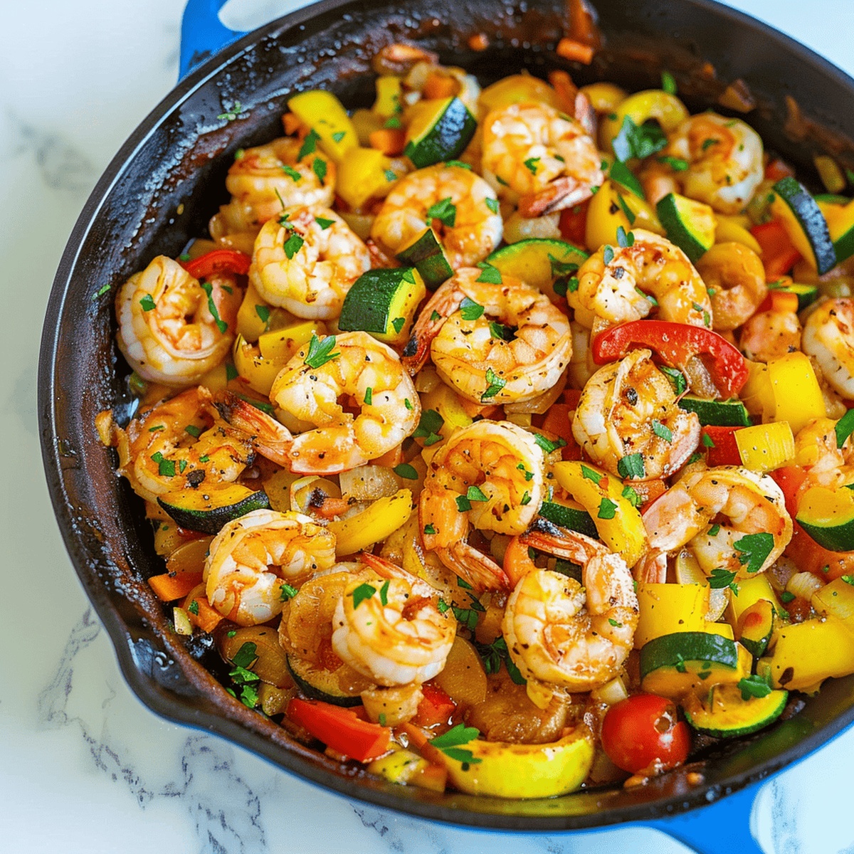 Shrimp and Rainbow Veggie Skillet Recipe