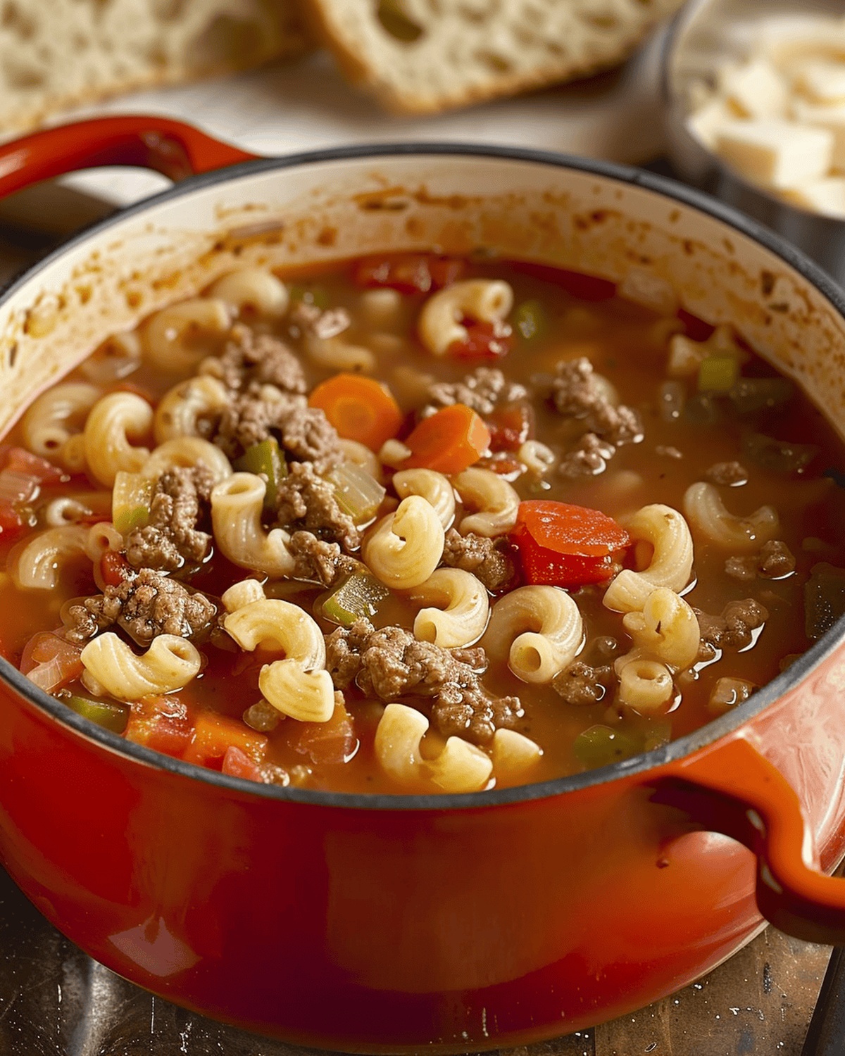 Beef and Macaroni Delight Soup Recipe