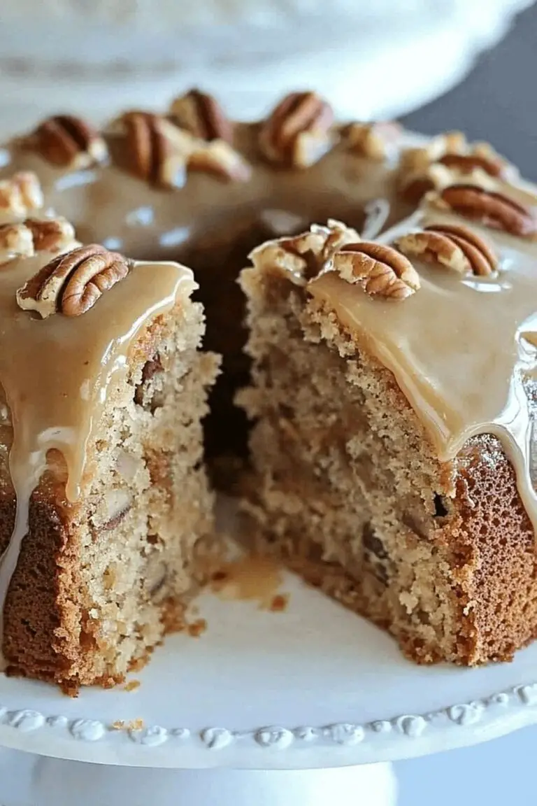 Luscious Apple Pecan Cake with Caramel Glaze Recipe