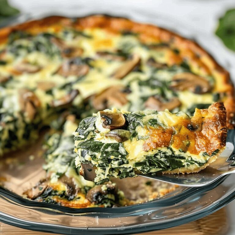 Spinach and Mushroom Crustless Quiche Recipe