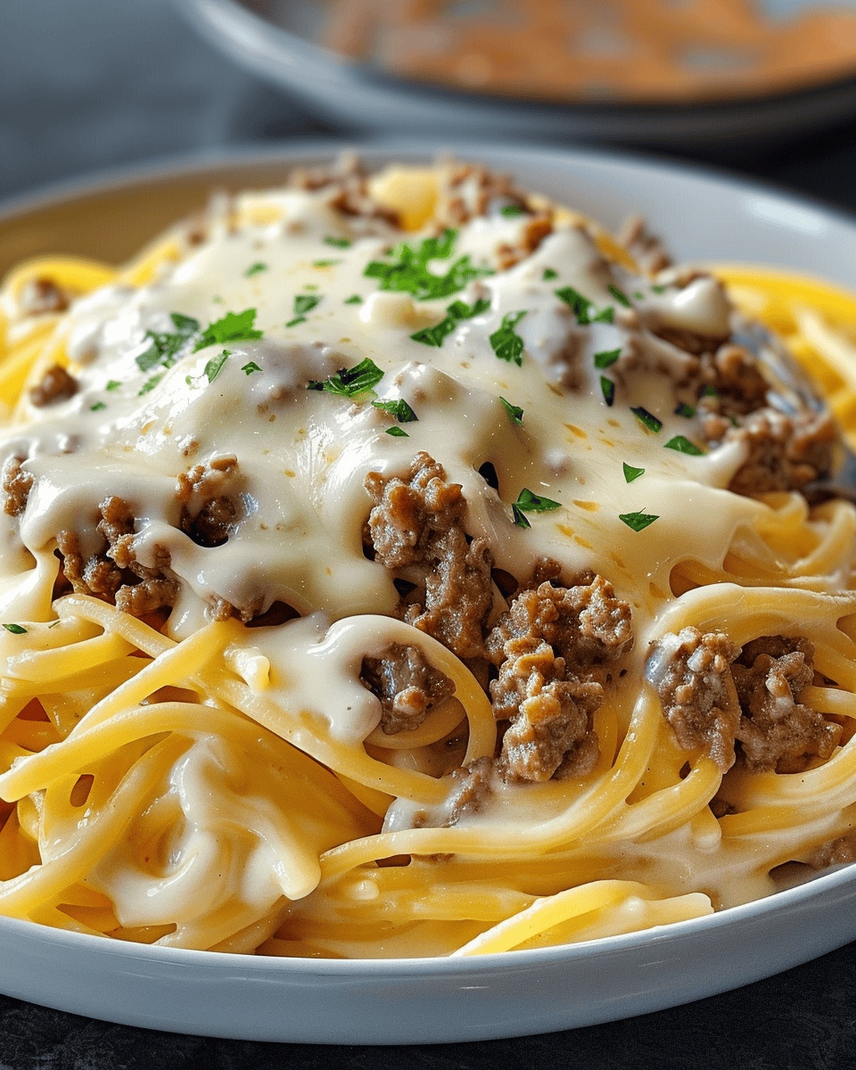 Creamy Cheesy Beef Linguine Recipe