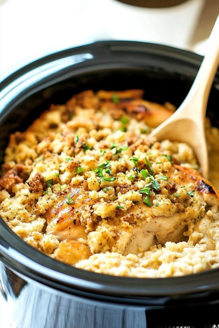 Effortless 4-Ingredient Slow Cooker Chicken with Stuffing Recipe