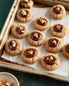 Buttery Caramel-Walnut Chocolate Thumbprint Cookies Recipe
