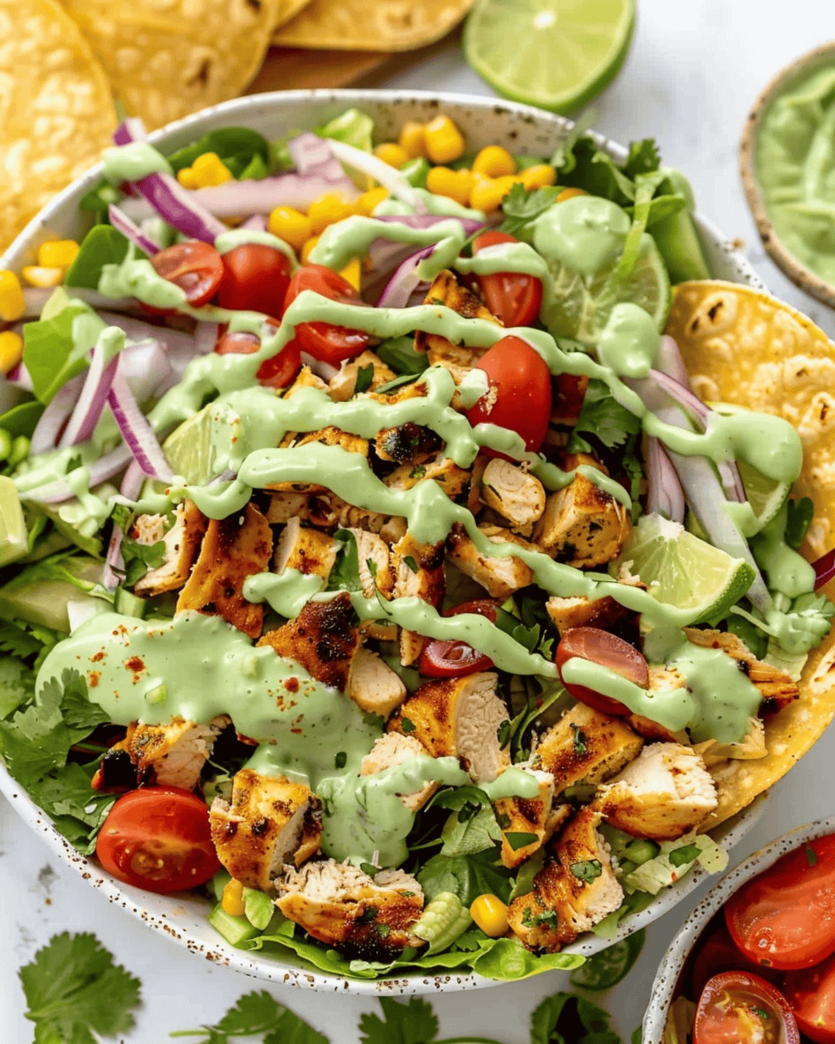 Easy Cilantro Lime Chicken Taco Salad Recipe