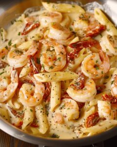 Silky Basil Shrimp Penne Recipe