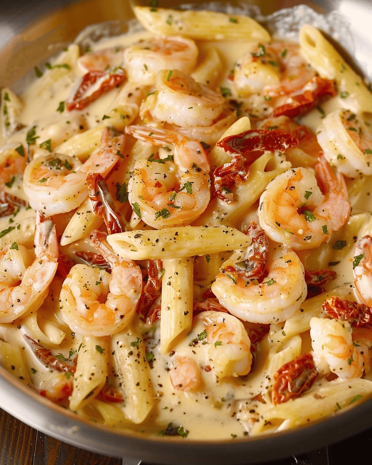 Silky Basil Shrimp Penne Recipe