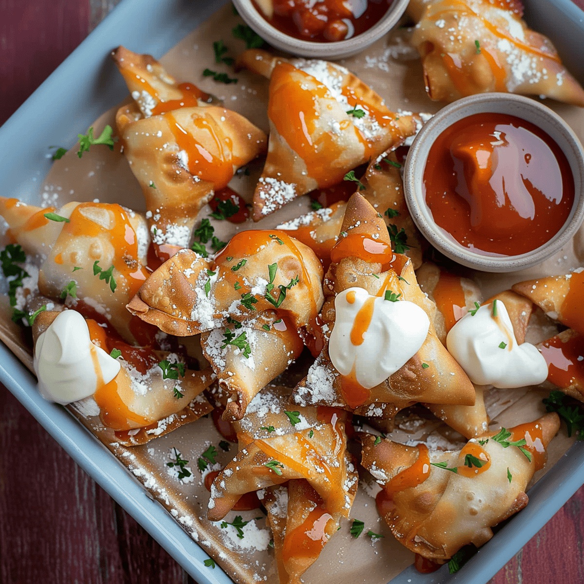 Air Fryer Buffalo Chicken Wontons Recipe