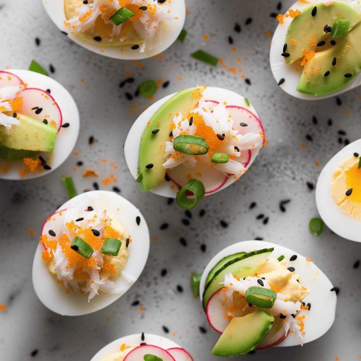 CRAB DEVILED EGGS (CALIFORNIA ROLL STYLE) Recipe