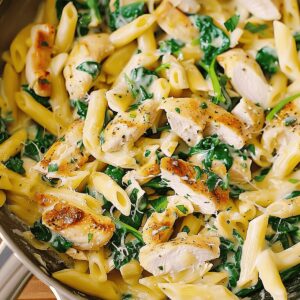 Creamy Spinach Artichoke Chicken Pasta Recipe