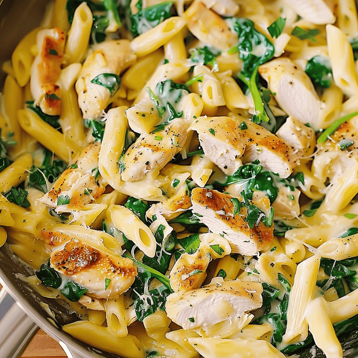 Creamy Spinach Artichoke Chicken Pasta Recipe